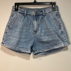 American Eagle Mom Shorts High Rise Blue Denim Cuffed Jean Shorts